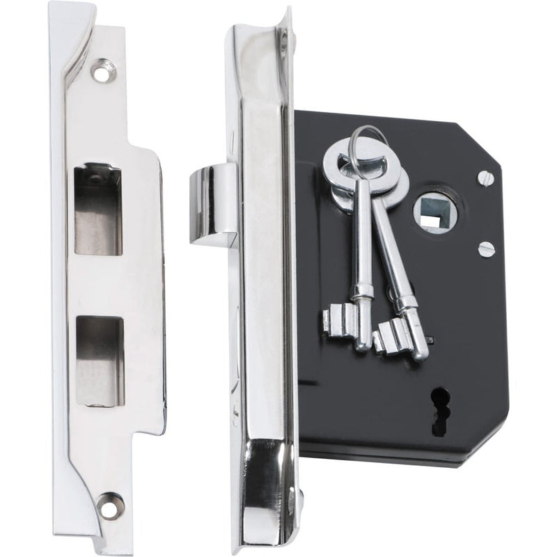 Mortice Lock 3 Lever Rebated Chrome Plated CTC57mm Backset 57mm