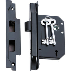 Mortice Lock 3 Lever Rebated Matt Black CTC57mm Backset 57mm