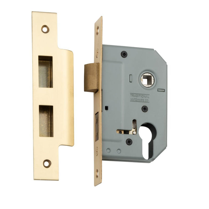 Mortice Lock Euro Satin Brass CTC47.5mm Backset 46mm