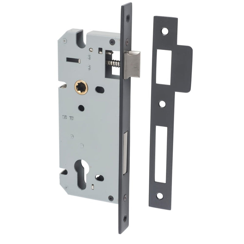 Mortice Lock Euro Matt Black CTC85mm Backset 45mm