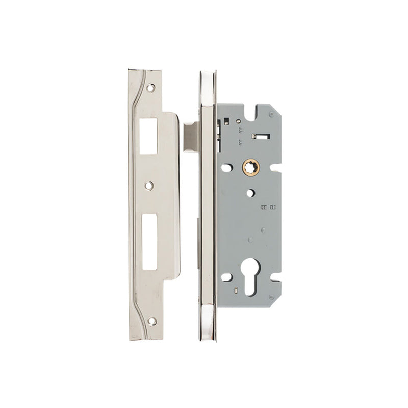 Mortice Lock Euro Rebated Polished Nickel CTC85mm Backset 45mm