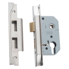 Mortice Lock Euro Rebated Satin Nickel CTC47.5mm Backset 46mm