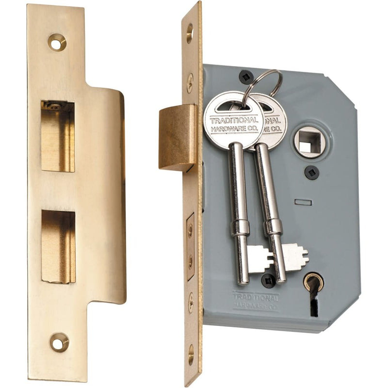 Mortice Lock 5 Lever Polished Brass CTC57mm Backset 46mm