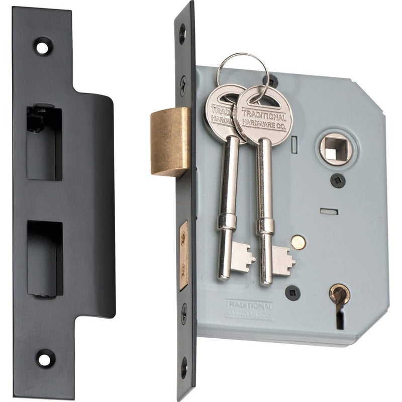 Mortice Lock 5 Lever Matt Black CTC57mm Backset 57mm