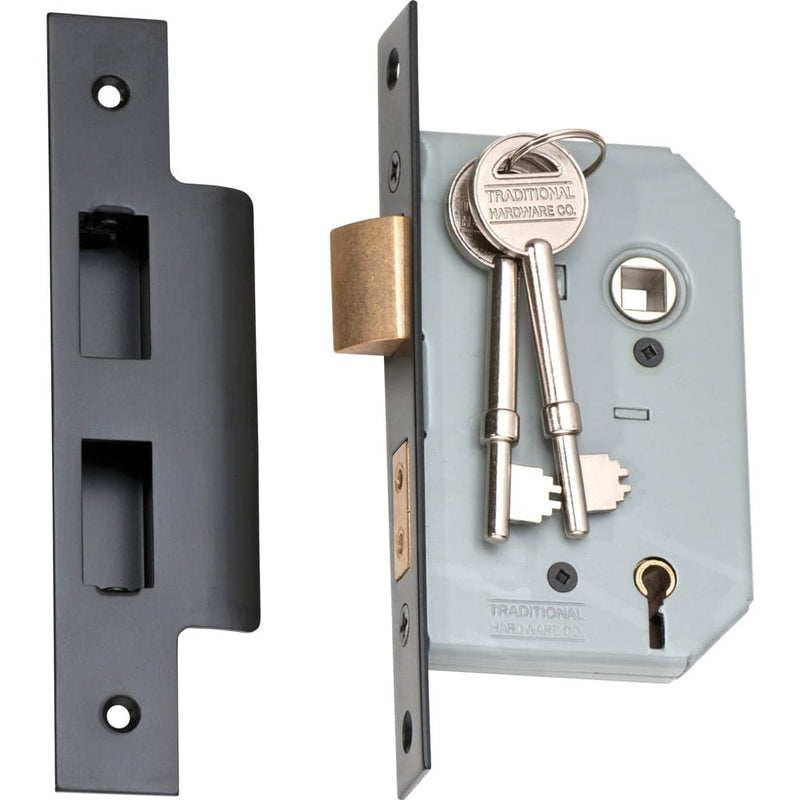 Mortice Lock 5 Lever Matt Black CTC57mm Backset 46mm