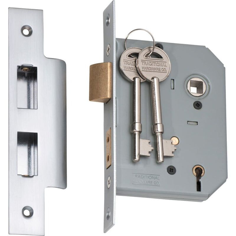 Mortice Lock 5 Lever Satin Chrome CTC57mm Backset 57mm