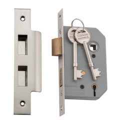 Mortice Lock 5 Lever Satin Nickel CTC57mm Backset 46mm