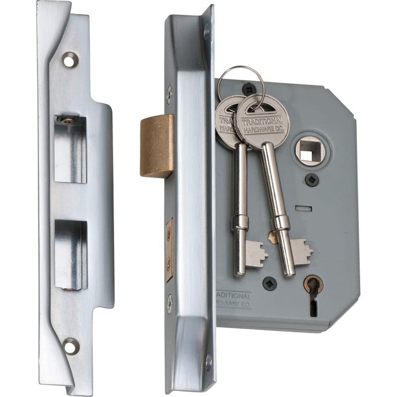 Mortice Lock 5 Lever Rebated Satin Chrome CTC57mm Backset 57mm