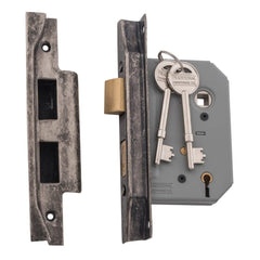 Mortice Lock 5 Lever Rebated Rumbled Nickel CTC57mm Backset 57mm