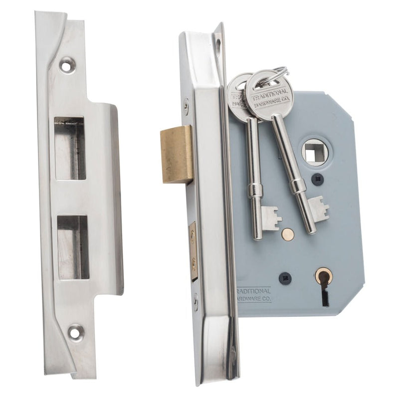 Mortice Lock 5 Lever Rebated Satin Nickel CTC57mm Backset 57mm