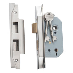 Mortice Lock 5 Lever Rebated Satin Nickel CTC57mm Backset 46mm