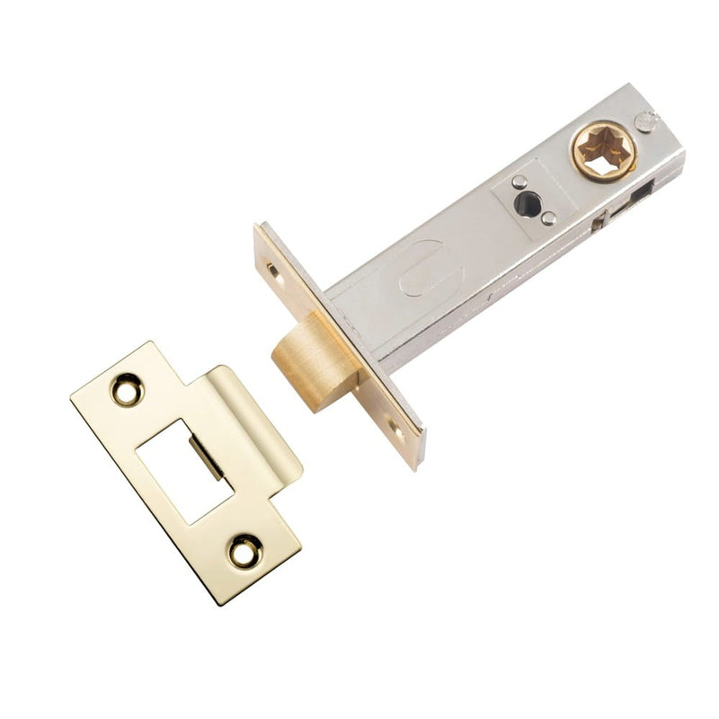 Tube Latch Split Cam 'T' Striker Polished Brass Backset 70mm