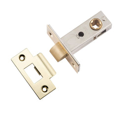 Tube Latch Split Cam Hard Sprung 'T' Striker Polished Brass Backset 45mm