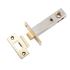 Tube Latch Split Cam Hard Sprung 'T' Striker Polished Brass Backset 70mm