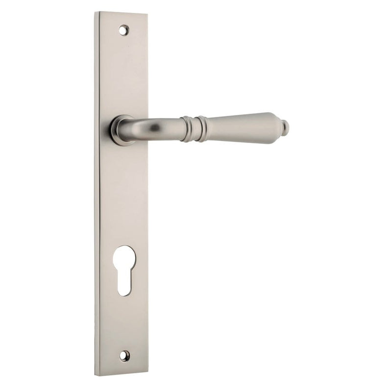 Door Lever Sarlat Rectangular Euro Satin Nickel