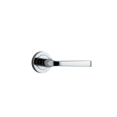 Door Lever Annecy Round Rose Pair Polished Chrome