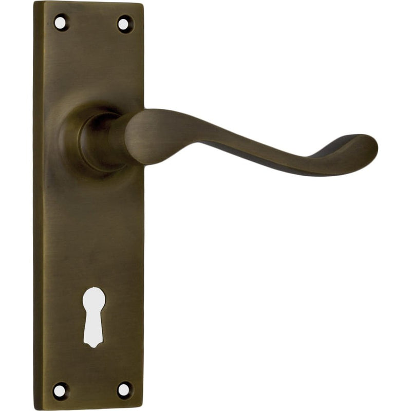 Door Lever Victorian Lock Pair Antique Brass