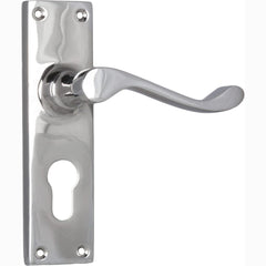 Door Lever Victorian Euro Pair Chrome Plated