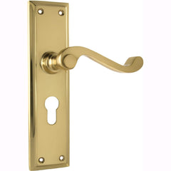 Door Lever Milton Euro Pair Polished Brass