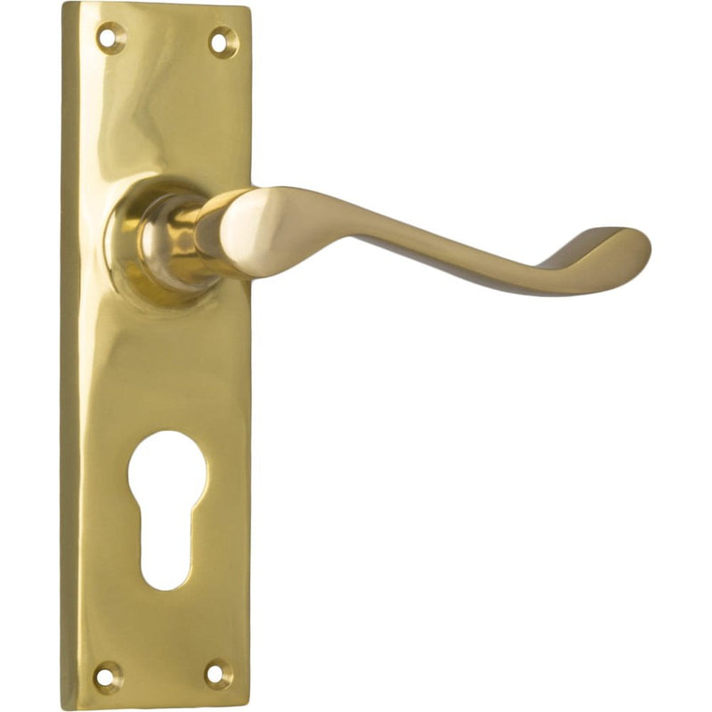 Door Lever Victorian Euro Pair Polished Brass