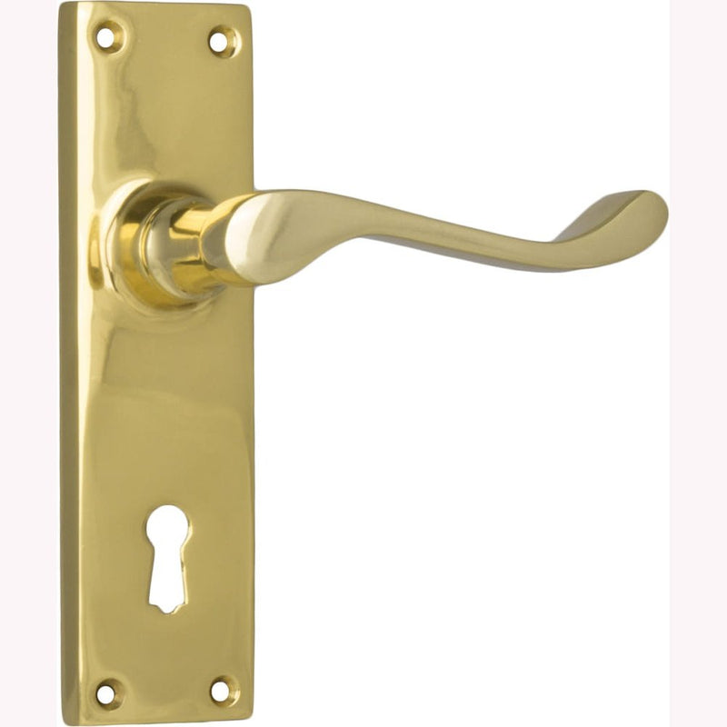 Door Lever Victorian Lock Pair Polished Brass