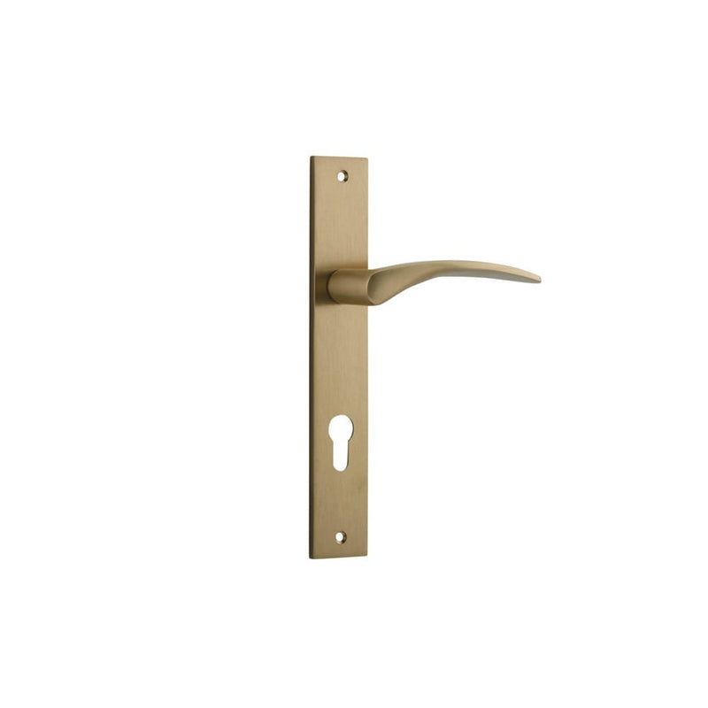 Door Lever Oxford Rectangular Euro Brushed Brass