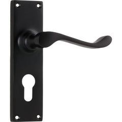 Door Lever Victorian Euro Pair Matt Black