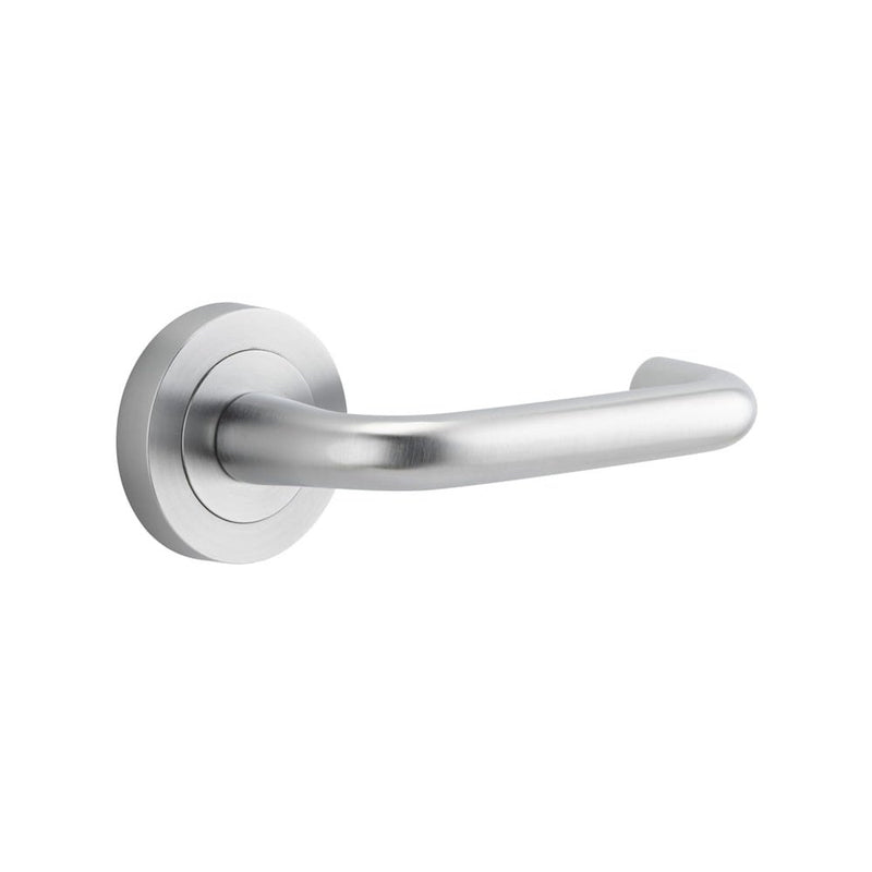 Door Lever Oslo Round Rose Pair Brushed Chrome