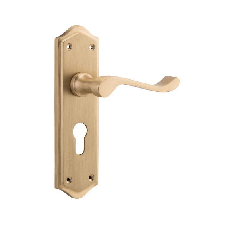 Door Lever Henley Euro Pair Satin Brass