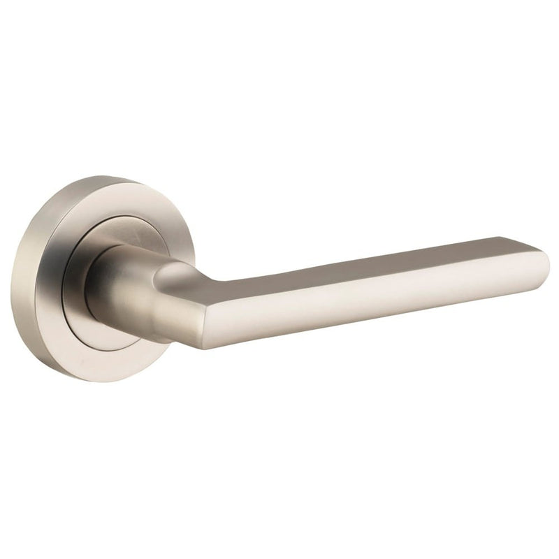 Door Lever Baltimore Round Rose Pair Satin Nickel