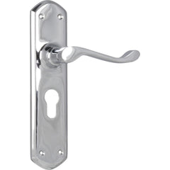 Door Lever Windsor Euro Pair Chrome Plated