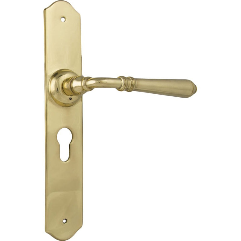 Door Lever Reims Euro Pair Unlacquered Polished Brass