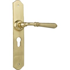 Door Lever Reims Euro Pair Unlacquered Polished Brass