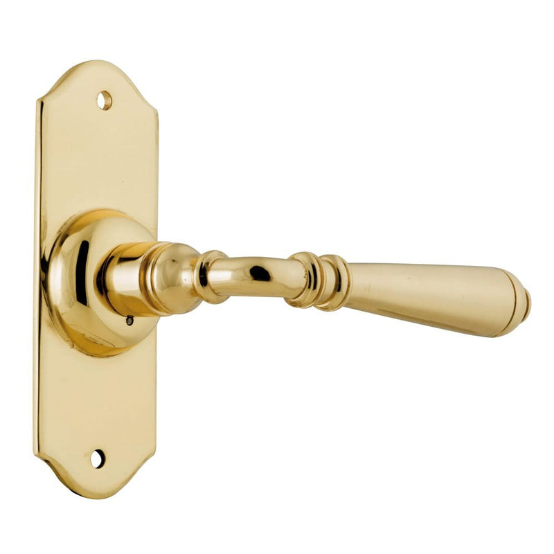 Door Lever Reims Latch Pair Unlacquered Polished Brass