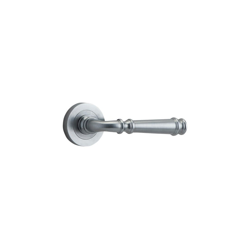 Door Lever Verona Round Rose Pair Brushed Chrome