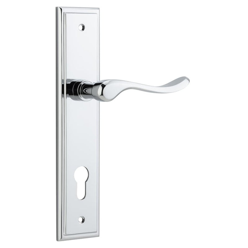 Door Lever Stirling Stepped Euro Pair Polished Chrome