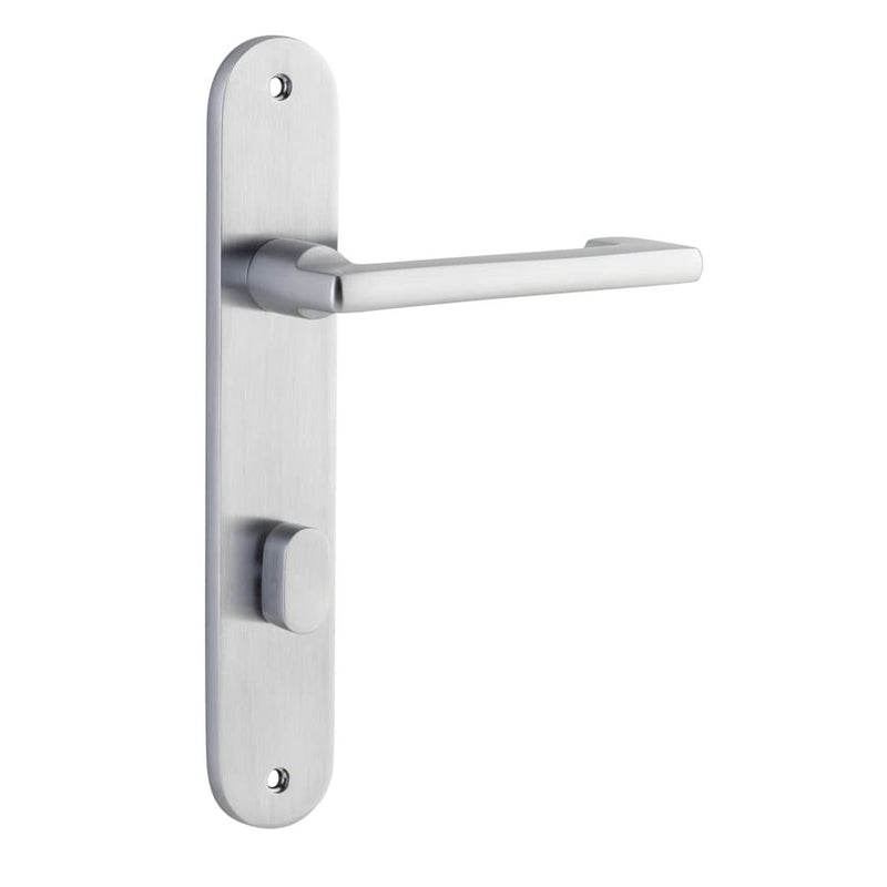 Door Lever Baltimore Return Oval Privacy Pair Brushed Chrome