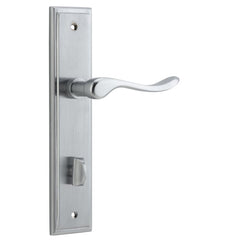 Door Lever Stirling Stepped Privacy Pair Brushed Chrome