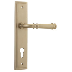 Door Lever Verona Stepped Euro Brushed Brass