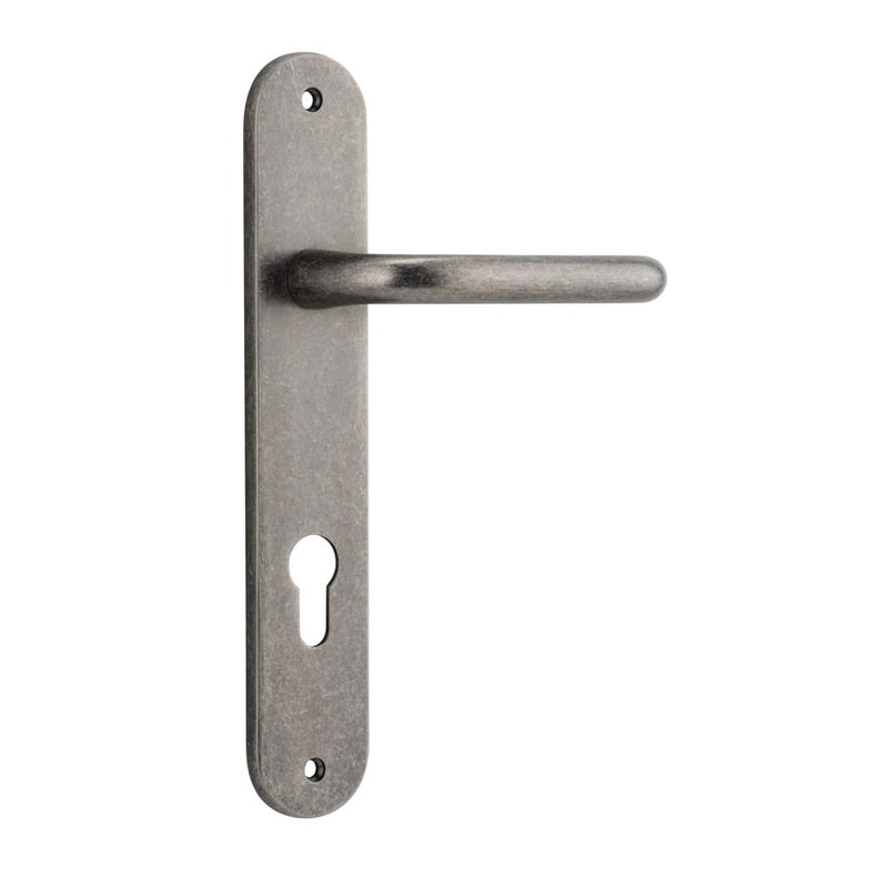 Door Lever Oslo Oval Euro Distressed Nickel