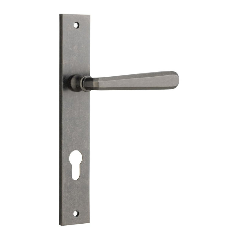 Door Lever Copenhagen Rectangular Euro Pair Distressed Nickel