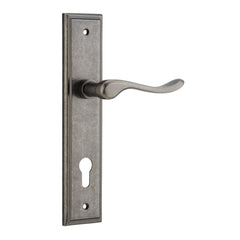 Door Lever Stirling Stepped Euro Pair Distressed Nickel