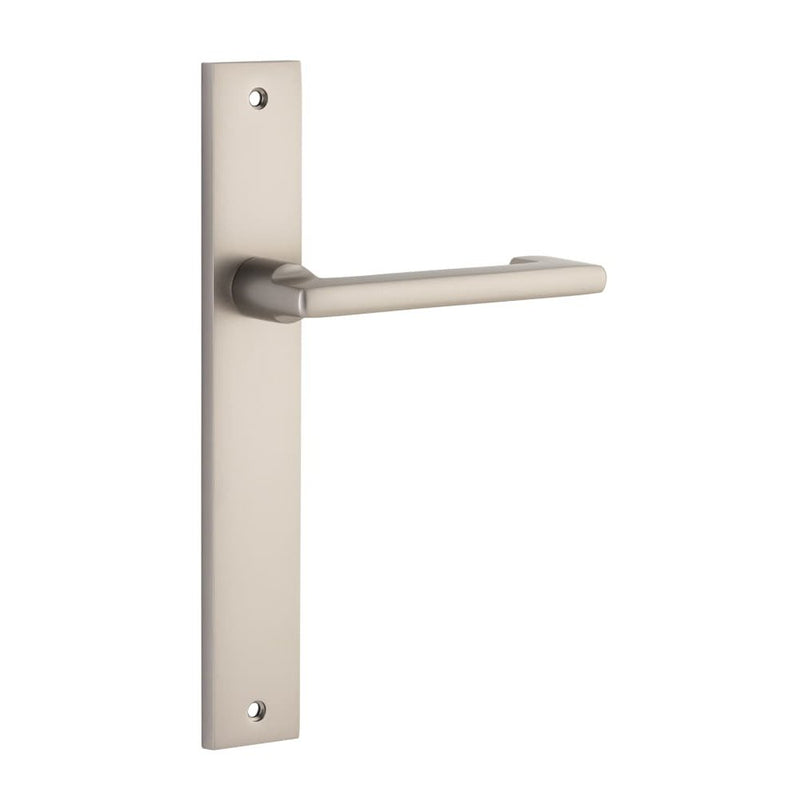 Door Lever Baltimore Return Rectangular Latch Pair Satin Nickel