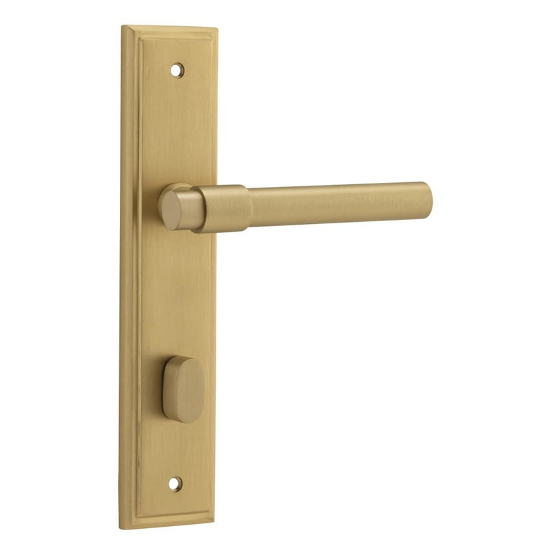Door Lever Helsinki Stepped Privacy Pair Brushed Brass