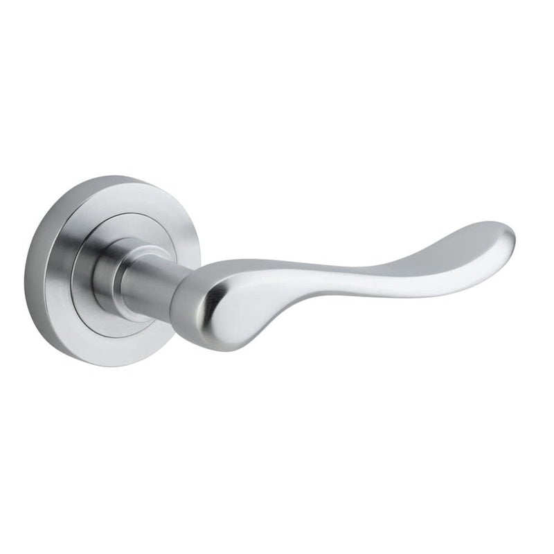 Door Lever Stirling Round Rose Brushed Chrome