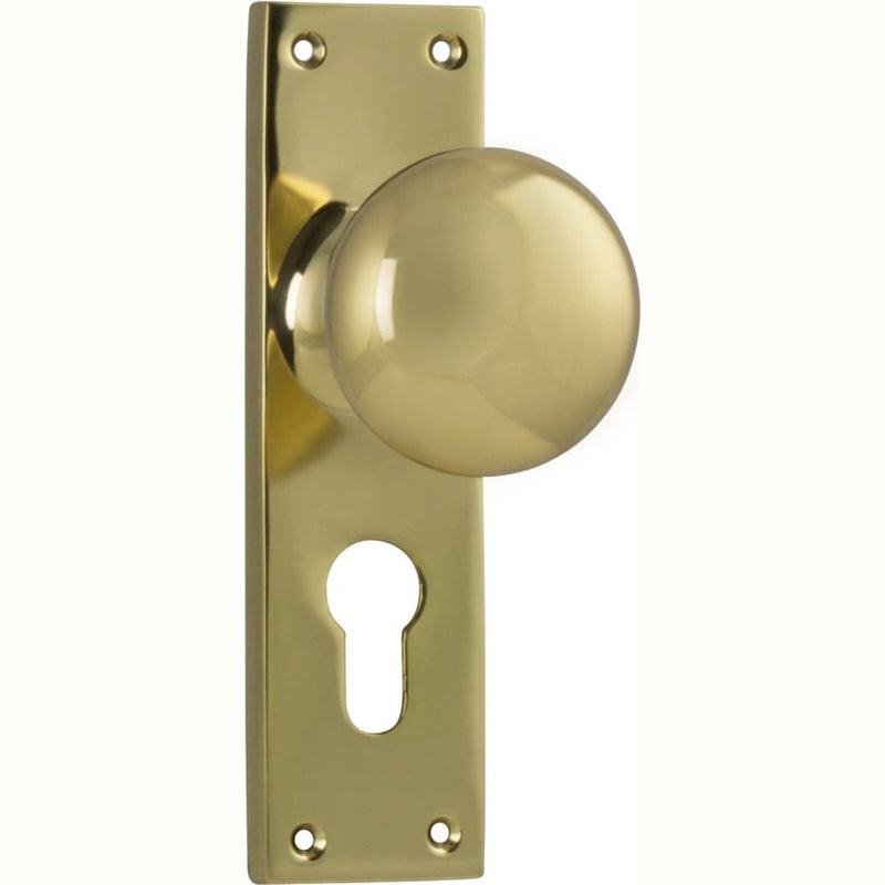 Door Knob Victorian Euro Pair Polished Brass