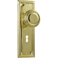Door Knob Edwardian Lock Pair Polished Brass