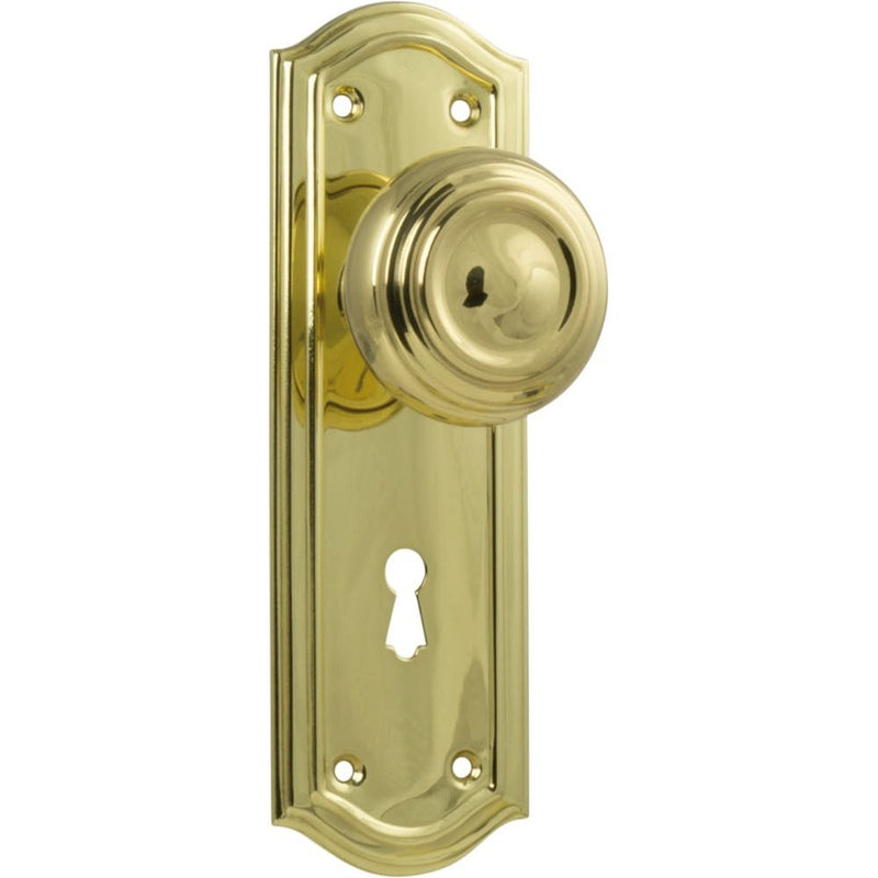 Door Knob Kensington Lock Pair Polished Brass