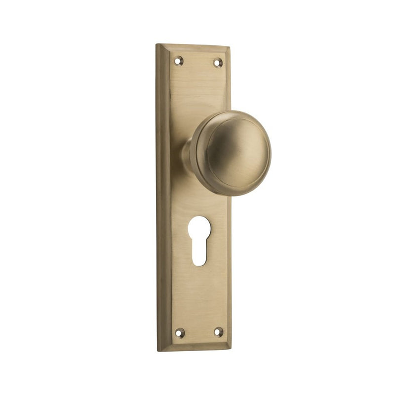 Door Knob Milton Euro Pair Satin Brass