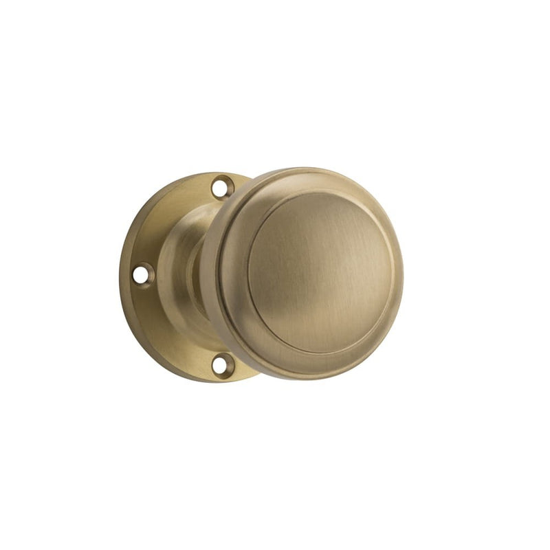 Door Knob Milton Round Rose Pair Satin Brass